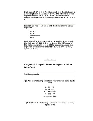 Digit Sum All Formulae.pdf Complete vedic maths | PDF