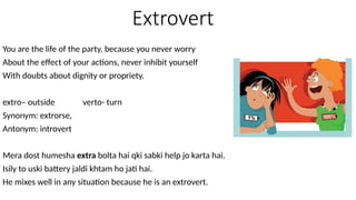 Understanding Personality Traits and Vocabulary: Egoist to Acumen | PPTX
