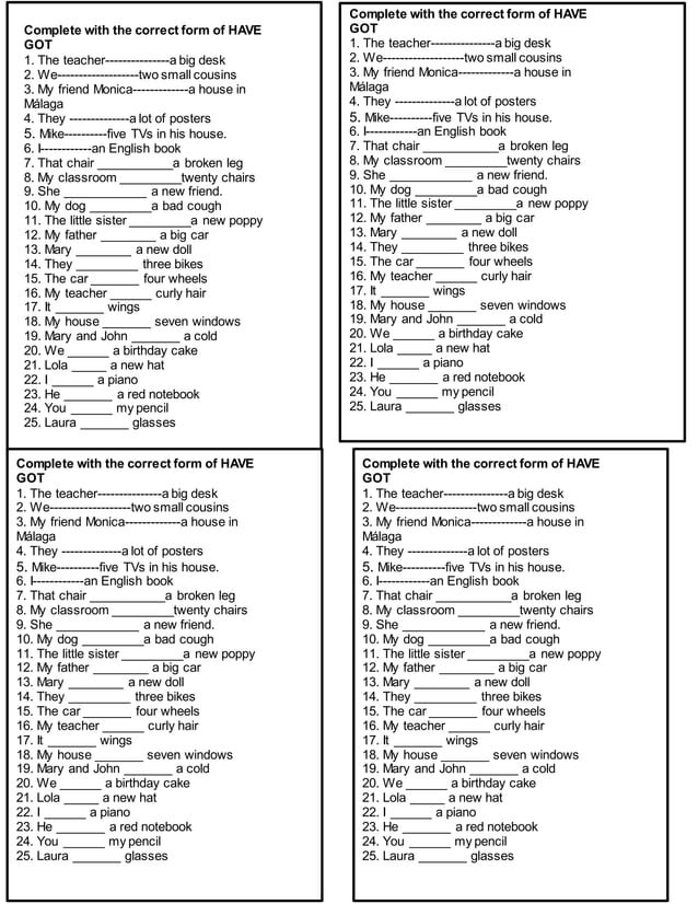 Complete with the correct form of have | PDF