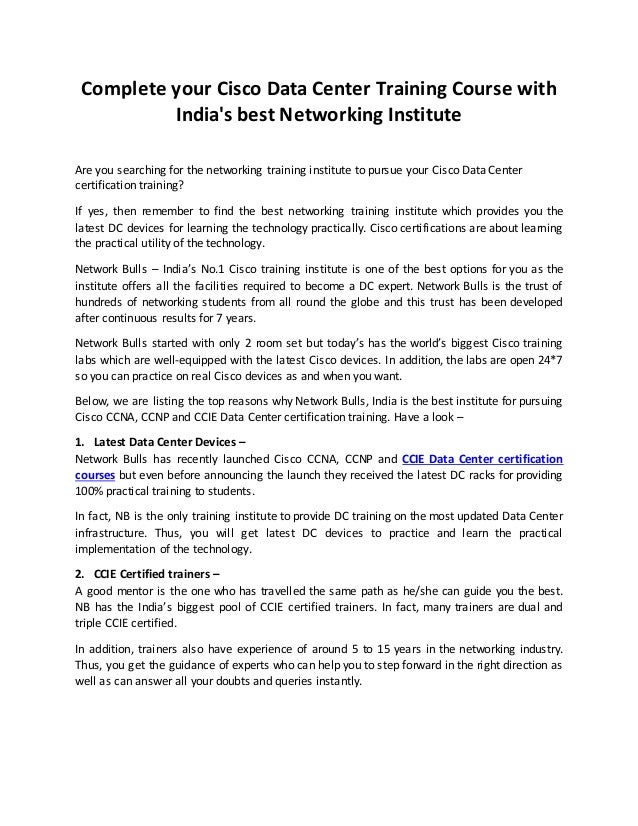 Complete your cisco data center training course with india's best