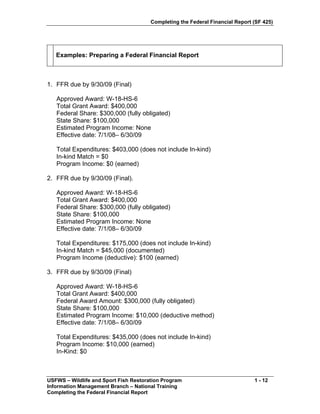 Completing The FFR SF-425 Version 1 1 Final9309pm | PDF
