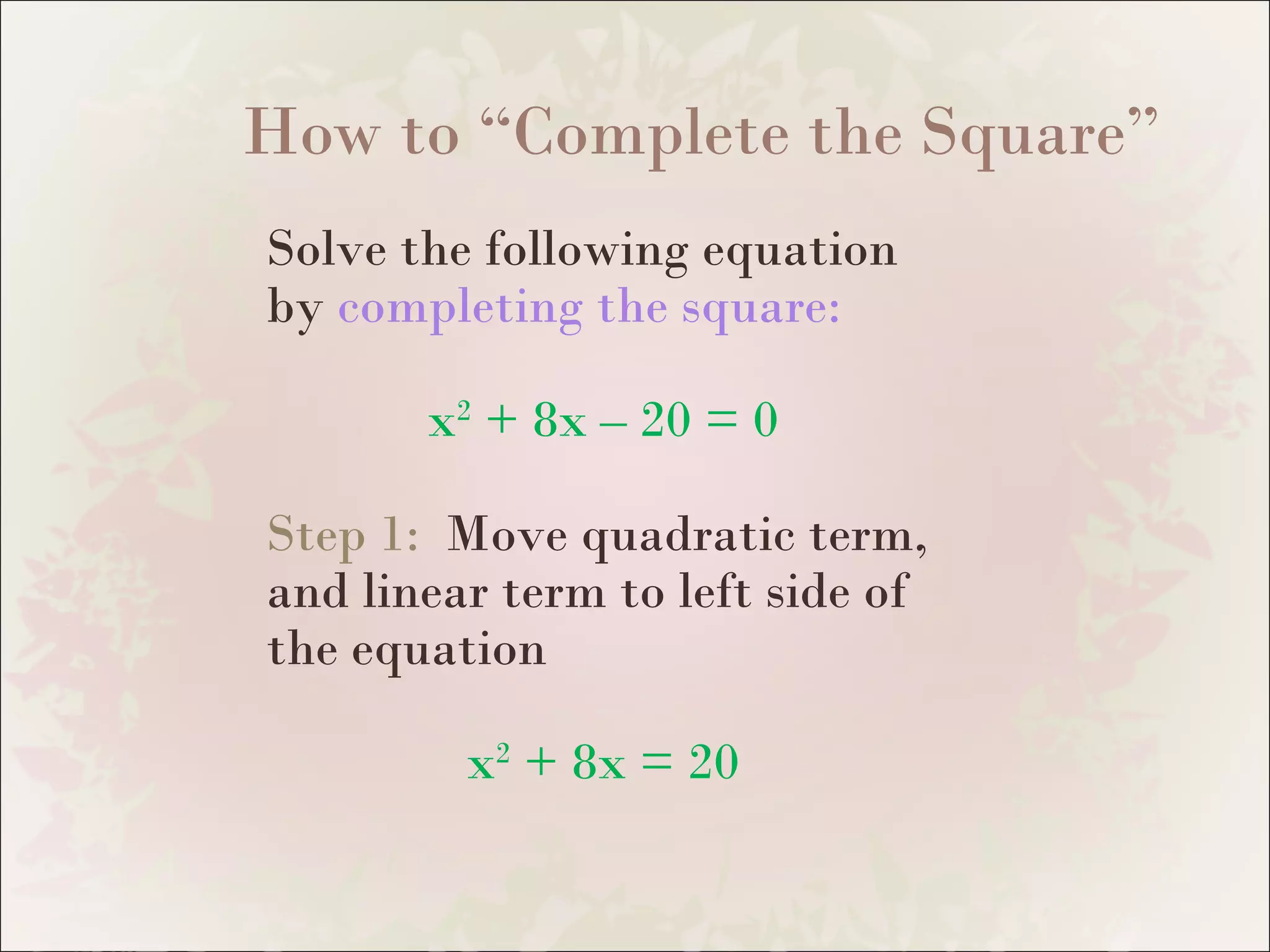 Completing the Square | PPT
