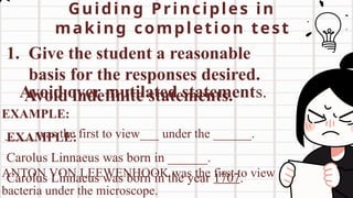 Completion Type of Test and Its Principles | PPTX