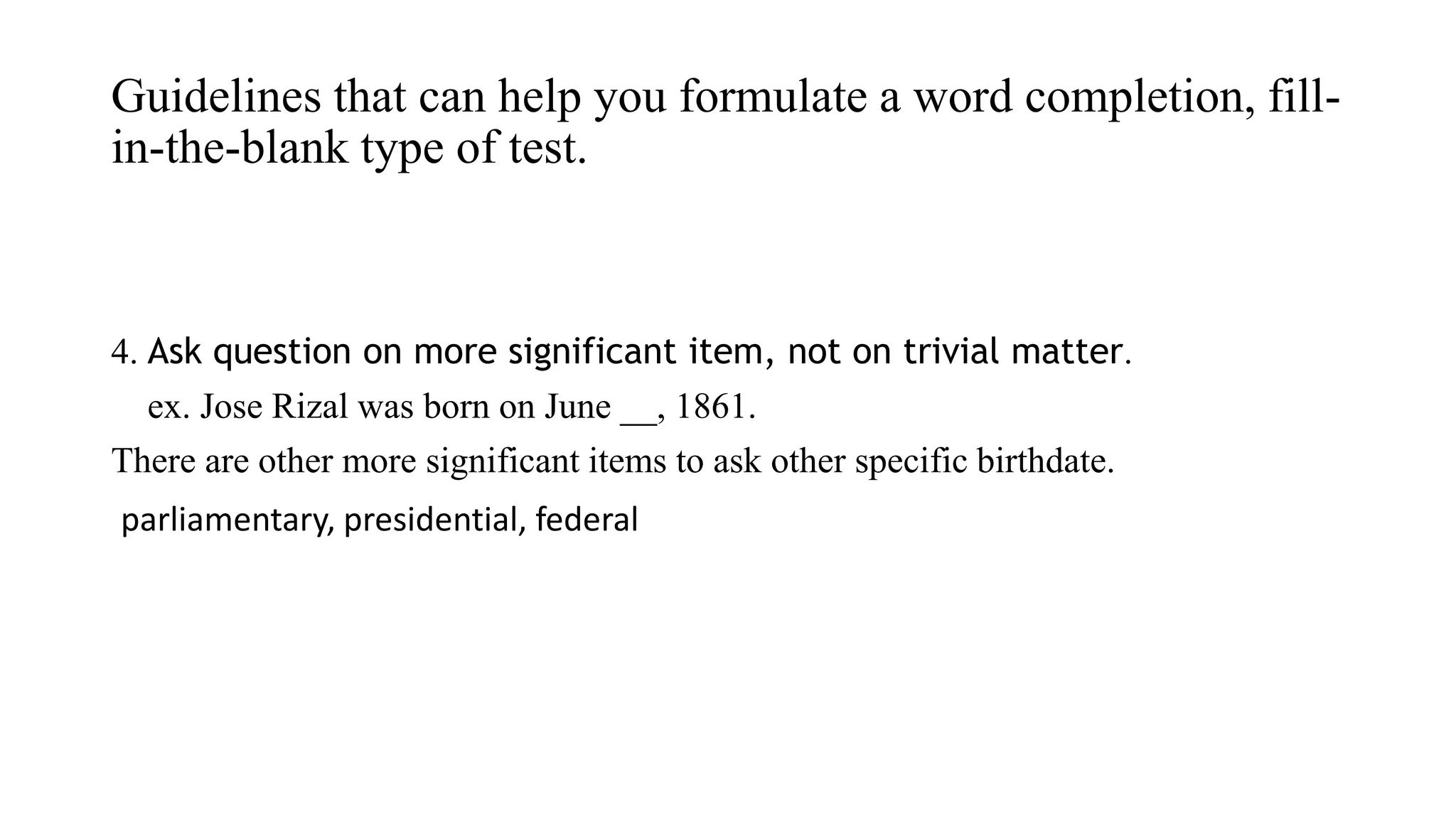 Completion type of test ppt