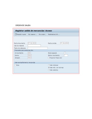 ORDEN DE SALIDA 
