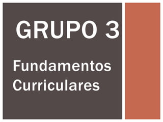 Fundamentos
Curriculares
GRUPO 3
 