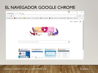 EL NAVEGADOR GOOGLE CHROME
UNIDAD 1: INTRODUCCIÓN A LA INFORMÁTICA SEMANA 5
 