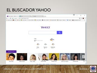 EL BUSCADORYAHOO
UNIDAD 1: INTRODUCCIÓN A LA INFORMÁTICA SEMANA 5
 