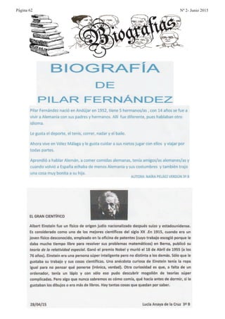 BiografíasPágina 62 Nº 2- Junio 2015
 