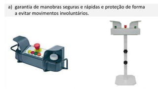 a) garantia de manobras seguras e rápidas e proteção de forma
a evitar movimentos involuntários.
 
