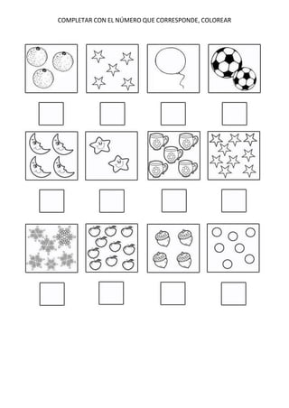 COMPLETAR CON EL NÚMERO QUE CORRESPONDE, COLOREAR
 