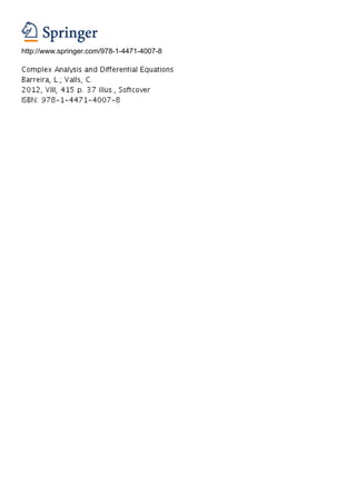 Complex analysis and differential equation | PDF
