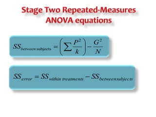 G 
N 
P 
k 
SSbetween 
2 2 
 
 
  
subjects    
 
  
 
error within treatments between subjects SS  SS  SS 
 