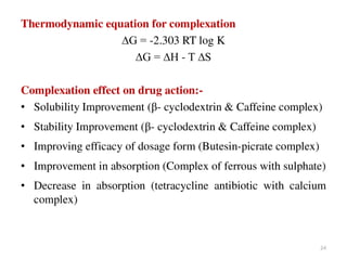 Complexation and protein binding (Physical Pharmaceutics - I)