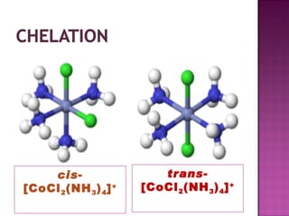 cis -[CoCl 2 (NH 3 ) 4 ] + trans -[CoCl 2 (NH 3 ) 4 ] + 