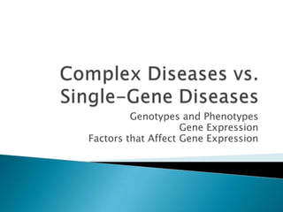 Genotypes and Phenotypes
                    Gene Expression
Factors that Affect Gene Expression
 