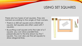Set Square Types complex drawings.pptxhow to draw complex objects with instruments | PPTX