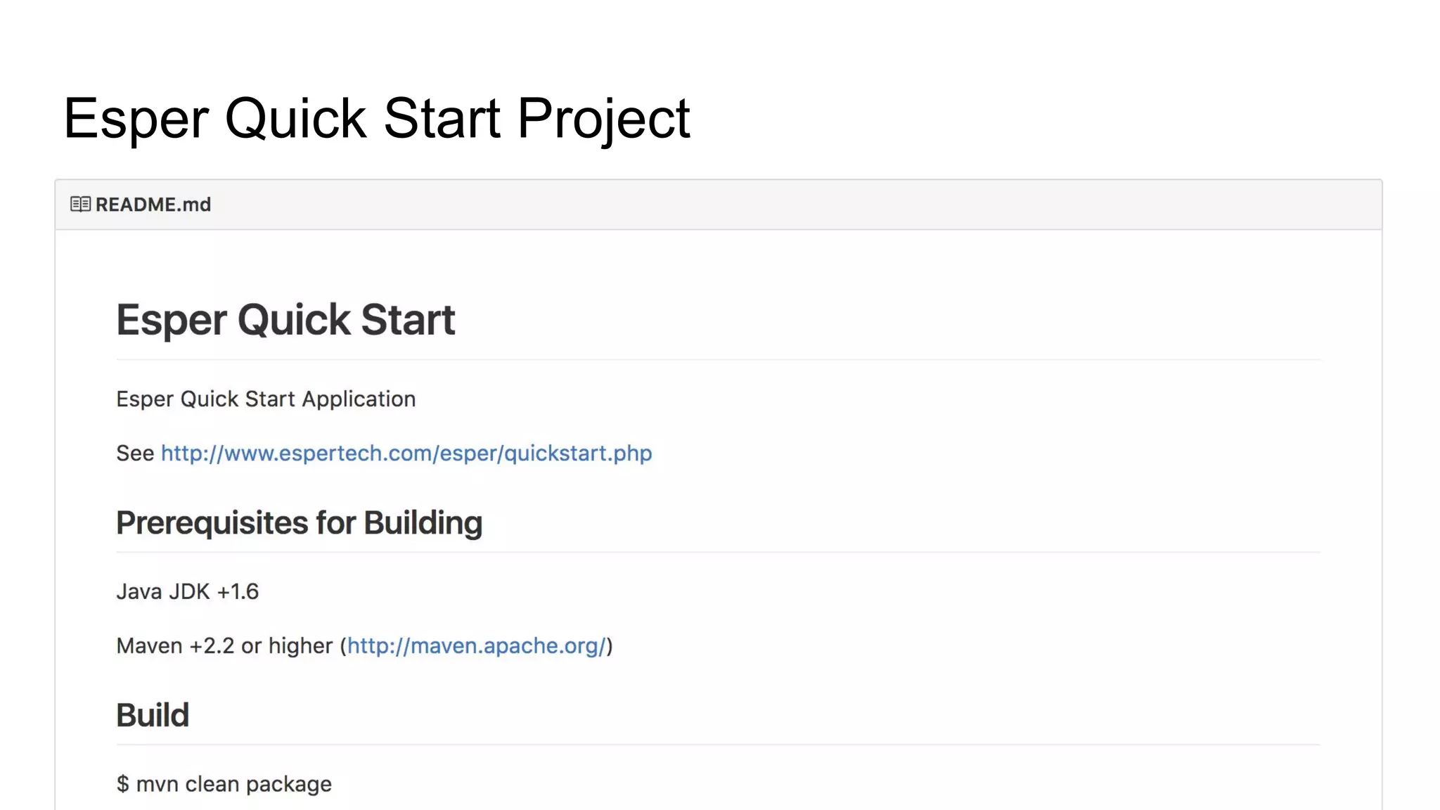 Esper Quick Start Project
 