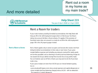 And more detailed
Rent out a room
in my home as
my main trade?
35
 