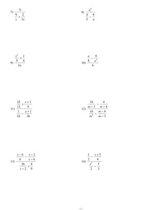 6th grade math worksheets complex fractions