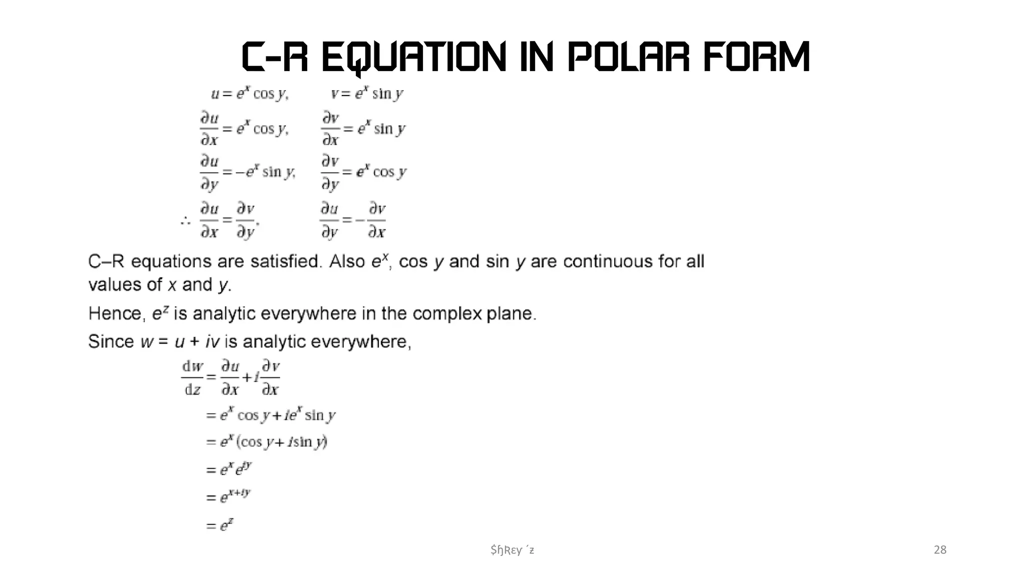 $ɧƦɛƴ ´ƶ 28
C-R EQUATION IN POLAR FORM
 