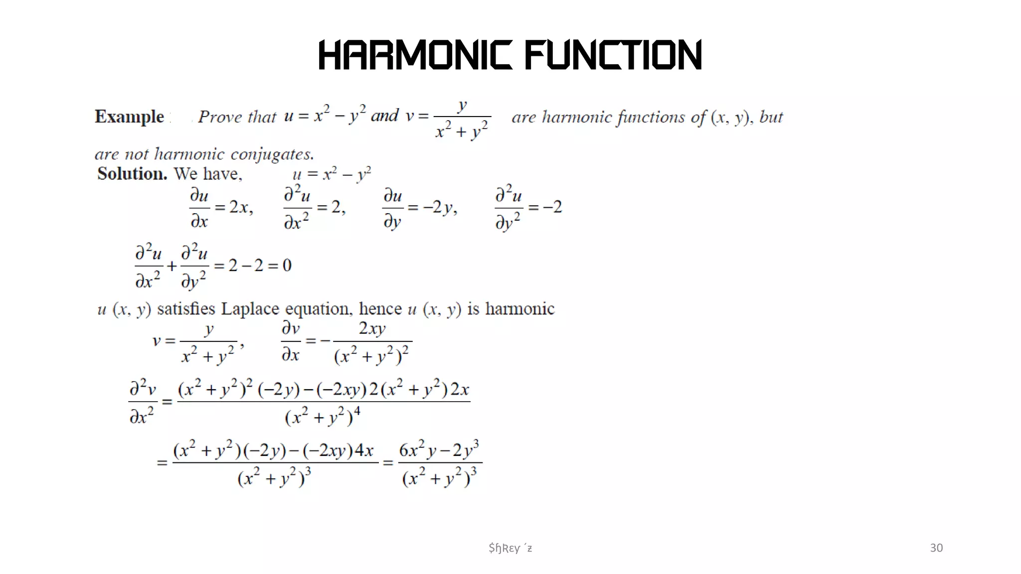 HARMONIC FUNCTION
$ɧƦɛƴ ´ƶ 30
 
