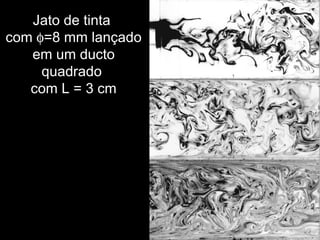 Jato de tinta
com φ=8 mm lançado
em um ducto
quadrado
com L = 3 cm
 