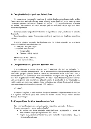 PDF) Uma Comparacao de Algoritmos de Ordenacao baseados em