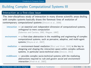 Complexity in computational systems: the coordination perspective