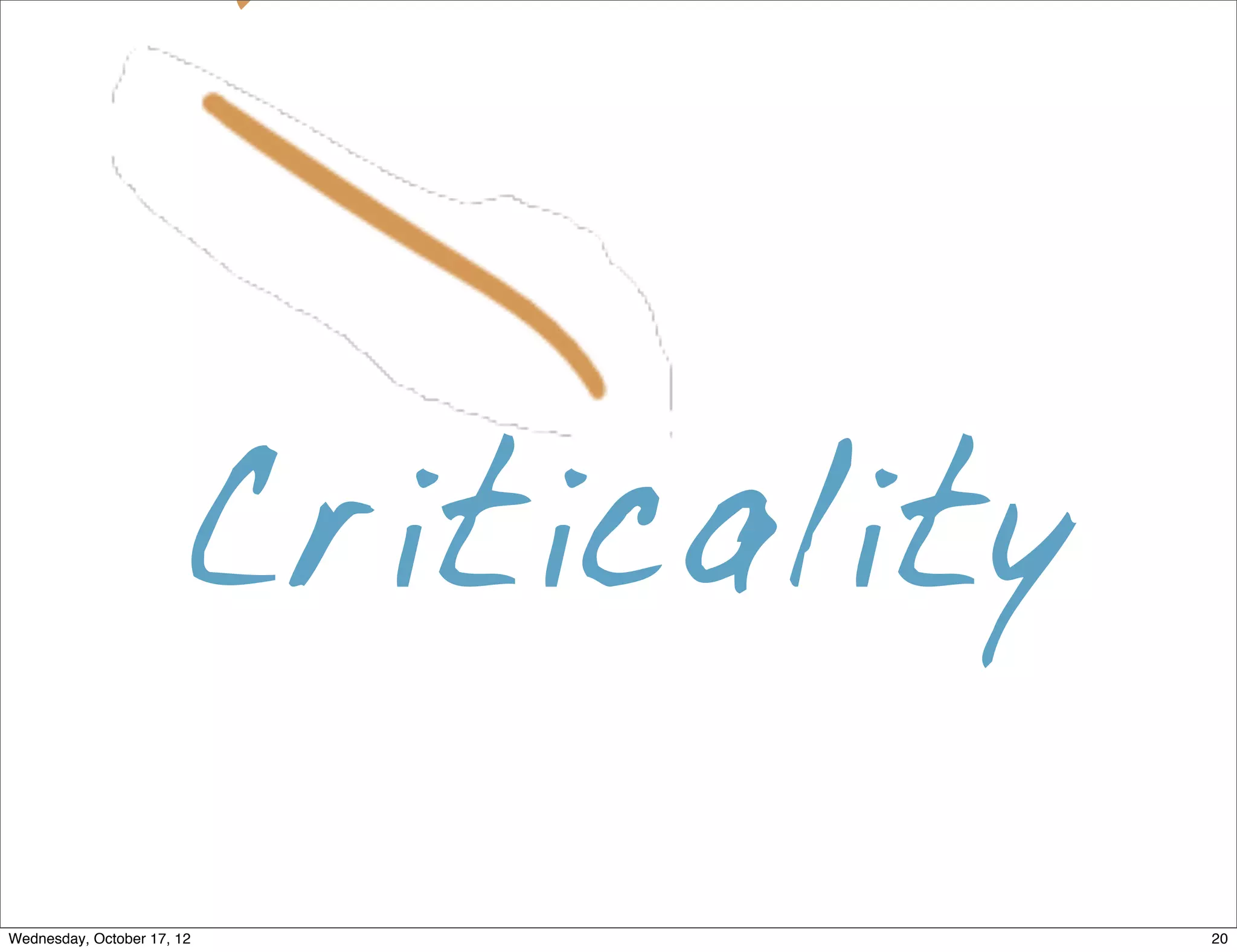 Criticality

Wednesday, October 17, 12                 20
 