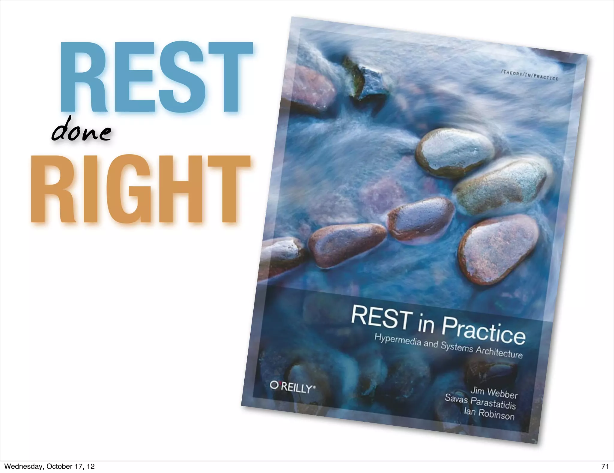 REST  done

      RIGHT

Wednesday, October 17, 12   71
 