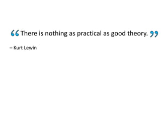 There is nothing as practical as good theory.
– Kurt Lewin
 