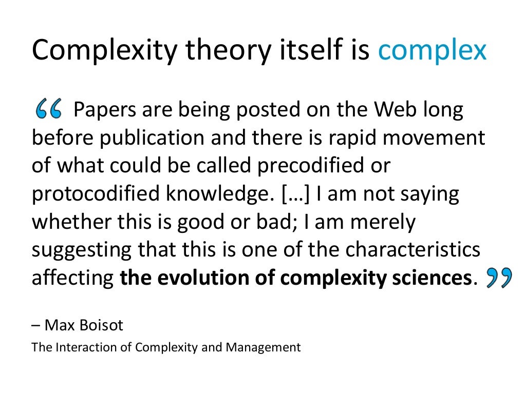 Complexity theory itself is complex