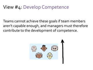 View #5: Grow Structure
Many teams operate within the context of a complex
organization, and thus it is important to consider
structures that enhance communication .
 