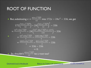 ROOT OF FUNCTION




Diophantus’s problem   Back to Table of contents   Cubic Example
 