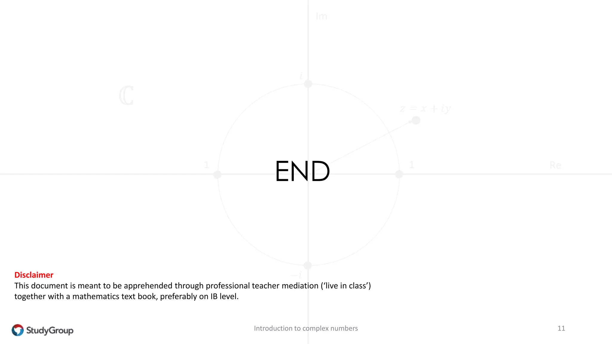 Division 
푧1 푧2 
Introduction to complex numbers 11 
푧1 = 푥1 + 푖푦1 푧2 = 푥2 + 푖푦2 
푧1 
푧2 
푧1 
푧2 
= 
푧1 
푧2 
∙ 
푧∗ 
2 
푧2 
∗ = 
∗ 
푧1 ∙ 푧2 
푧2 
2 
Example 
3 + 2푖 
1 − 푖 
= 
3 + 2푖 ∙ 1 + 푖 
1 − 푖 2 = 
3 − 2 + 푖 3 + 2 
2 
= 
1 
2 
+ 2 
1 
2 
푖 
1 − 푖 
3 + 2푖 
= 
1 − 푖 ∙ 3 − 2푖 
3 + 2푖 2 = 
3 − 2 + 푖 3 + 2 
13 
= 
1 
13 
+ 
5 
13 
푖 
푧2 푧1 
 