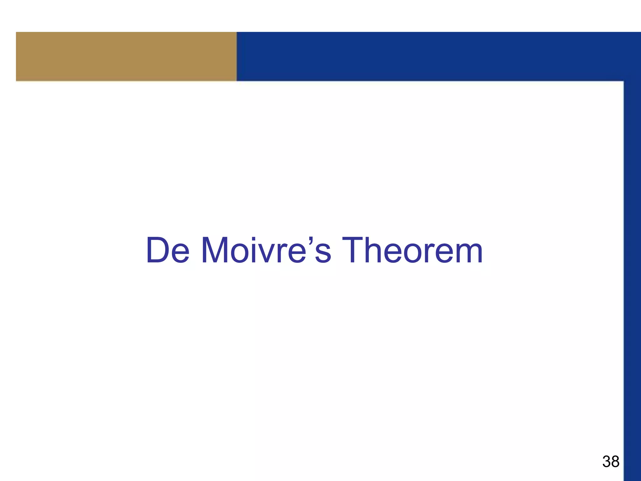 38
De Moivre’s Theorem
 