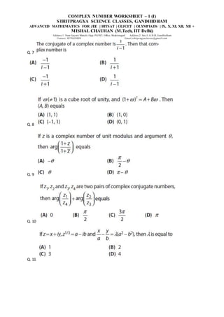 Complex number worksheet 1 (i) | DOCX