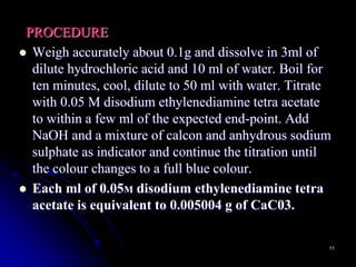 Complexometric TITRATION FOR PG IST SEM