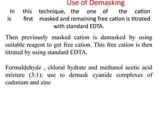 Types of complexometric titration and application | PPTX