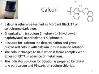 Calcon Structure Complexometric Titration.pptx by dhanshri dupade | PPTX