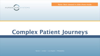Complex Patient Journeys Note: Best viewed in slide show mode 