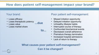 <ul><li>How does patient self-management impact your brand? </li></ul><ul><li>Loses efficacy </li></ul><ul><li>Loses thera...