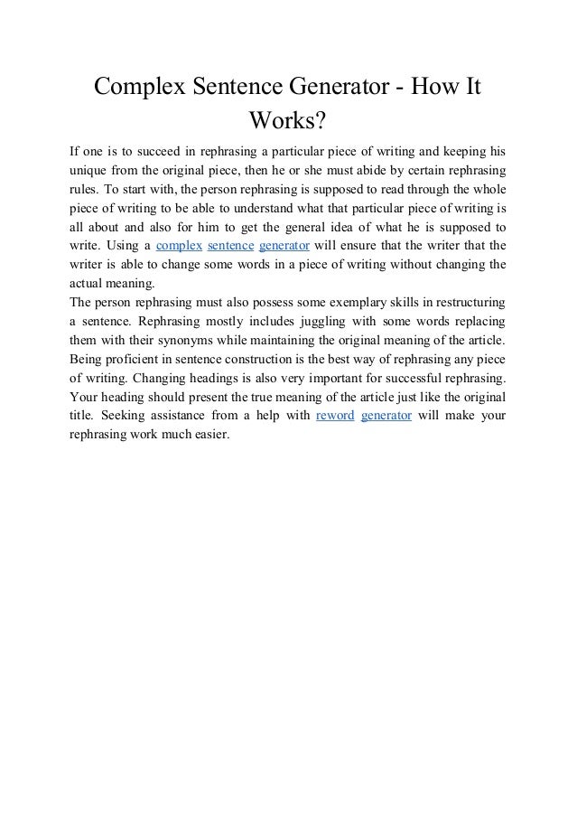 Complex Sentence Generator How It Works?