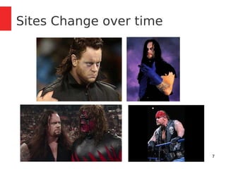 7 
Sites Change over time 
 