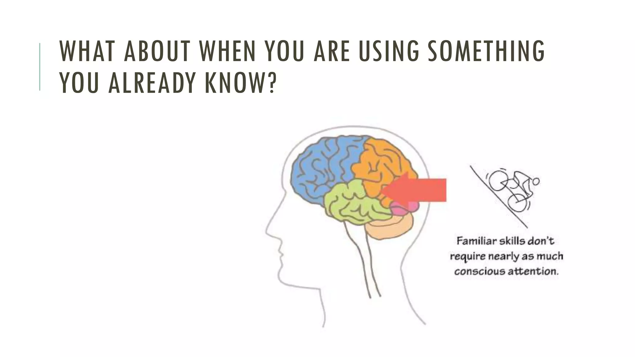 WHAT ABOUT WHEN YOU ARE USING SOMETHING
YOU ALREADY KNOW?
 