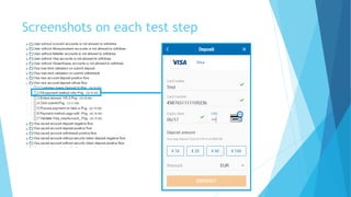 Screenshots on each test step
 