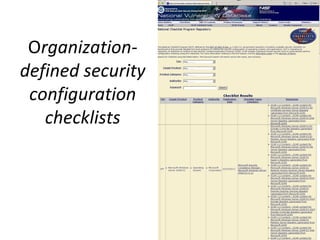 Organization-
defined security
 configuration
   checklists
 