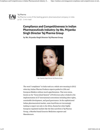 Compliance and Competitiveness in Indian Pharmaceuticals Industry: b... https://medium.com/@tajgeneric/compliance-and-competitiveness-in-ind...
1 of 5 24/07/2018, 03:14
 