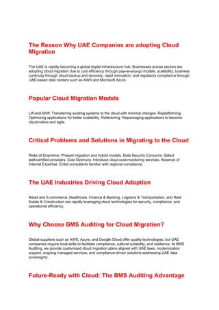 Compliance-Driven Cloud Migration Solutions for UAE Organizations | PDF